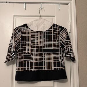 Chic Black and White Geometric Women's Top